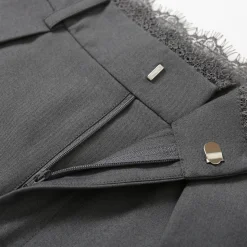 SomeSowe Lace Patchwork Pleated Suit Pants Gray