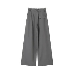SomeSowe Lace Patchwork Pleated Suit Pants Gray