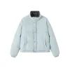 SomeSowe Lace Patchwork Reversible Down Jacket Blue