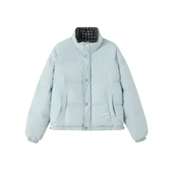 SomeSowe Lace Patchwork Reversible Down Jacket Blue