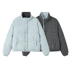SomeSowe Lace Patchwork Reversible Down Jacket Blue