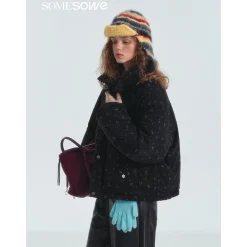 SomeSowe Lace Patchwork Reversible Down Jacket Black