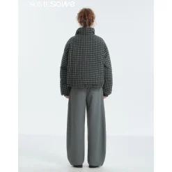 SomeSowe Lace Patchwork Reversible Down Jacket Blue