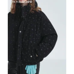 SomeSowe Lace Patchwork Reversible Down Jacket Black