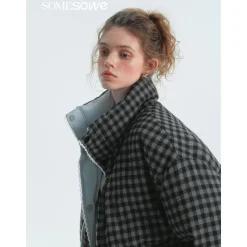 SomeSowe Lace Patchwork Reversible Down Jacket Blue