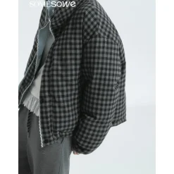 SomeSowe Lace Patchwork Reversible Down Jacket Blue