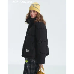 SomeSowe Lace Patchwork Reversible Down Jacket Black