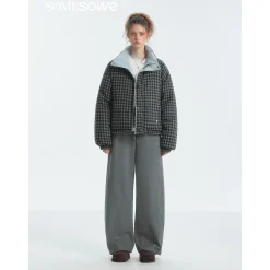 SomeSowe Lace Patchwork Reversible Down Jacket Blue