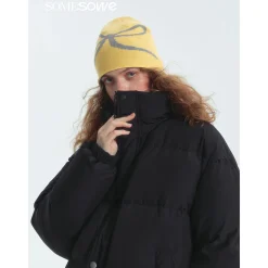 SomeSowe Lace Patchwork Reversible Down Jacket Black