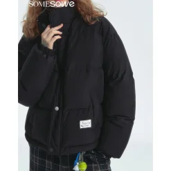 SomeSowe Lace Patchwork Reversible Down Jacket Black