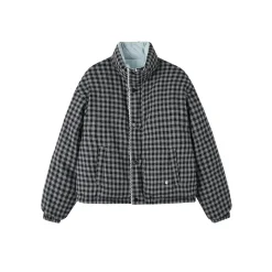 SomeSowe Lace Patchwork Reversible Down Jacket Blue