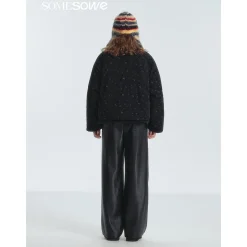 SomeSowe Lace Patchwork Reversible Down Jacket Black