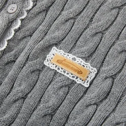 SomeSowe Lace Patchwork Twist Knit Cardigan Gray
