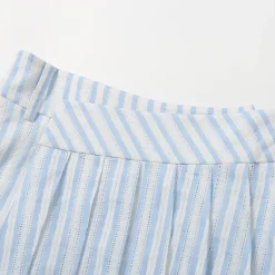 SomeSowe Lace Striped Pleated Skirt Shorts