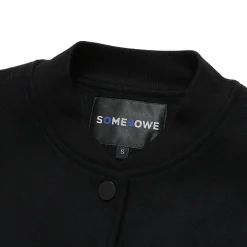 SomeSowe Leather Patchwork Woolen Jacket Black