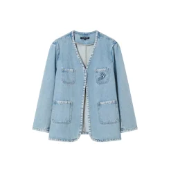SomeSowe Logo Embroidery Washed Jacket Blue