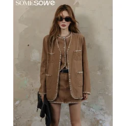 SomeSowe Logo Embroidery Washed Jacket Khaki