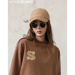 SomeSowe Logo Embroidery Woolen Cap Brown