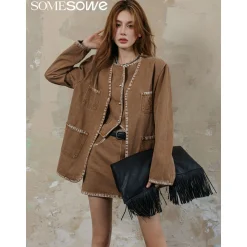 SomeSowe Logo Embroidery Washed Jacket Khaki