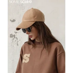 SomeSowe Logo Embroidery Woolen Cap Brown