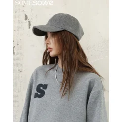 SomeSowe Logo Embroidery Woolen Cap Grey