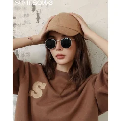 SomeSowe Logo Embroidery Woolen Cap Brown