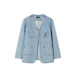SomeSowe Logo Embroidery Washed Jacket Blue
