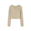 SomeSowe Metal Logo Striped Fleeced Cuff Top