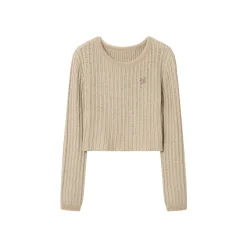 SomeSowe Metal Logo Striped Fleeced Cuff Top