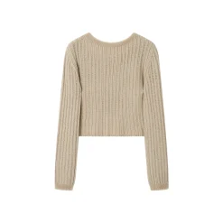 SomeSowe Metal Logo Striped Fleeced Cuff Top