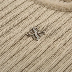 SomeSowe Metal Logo Striped Fleeced Cuff Top