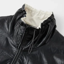 SomeSowe Oil Wax Leather Casual Jacket Black