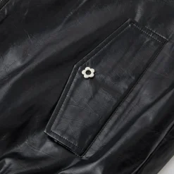 SomeSowe Oil Wax Leather Casual Jacket Black