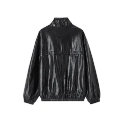 SomeSowe Oil Wax Leather Casual Jacket Black