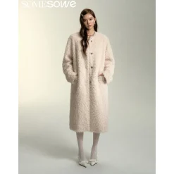 SomeSowe Oversized Chamois Leather Fur Coat White