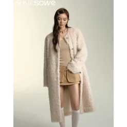 SomeSowe Oversized Chamois Leather Fur Coat White
