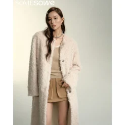SomeSowe Oversized Chamois Leather Fur Coat White