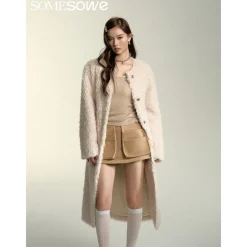 SomeSowe Oversized Chamois Leather Fur Coat White