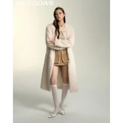 SomeSowe Oversized Chamois Leather Fur Coat White