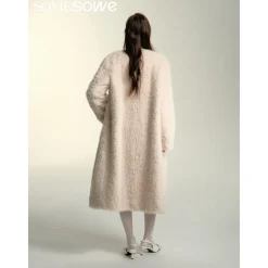 SomeSowe Oversized Chamois Leather Fur Coat White