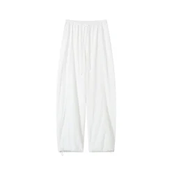 SomeSowe Patchwork Pleated Casual Pants White