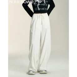 SomeSowe Patchwork Pleated Casual Pants White