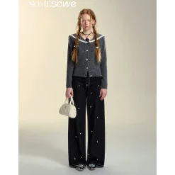 SomeSowe Pearl Wide-Leg Denim Pants Black