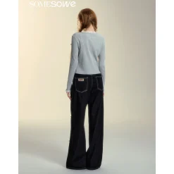 SomeSowe Pearl Wide-Leg Denim Pants Black