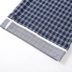 SomeSowe Plaid Drawstring Wide-Leg Pants Blue