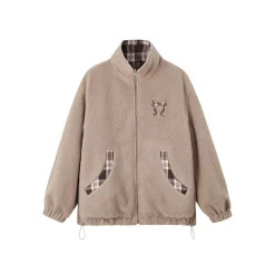 SomeSowe Reversible Plaid Fleece Jacket Brown