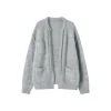 SomeSowe Silhouette Lace Up Furry Cardigan Gray
