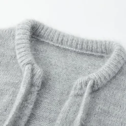 SomeSowe Silhouette Lace Up Furry Cardigan Gray