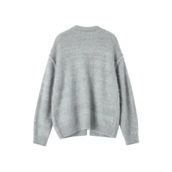 SomeSowe Silhouette Lace Up Furry Cardigan Gray