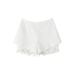 SomeSowe Split Patchwork Layered Bud Shorts White